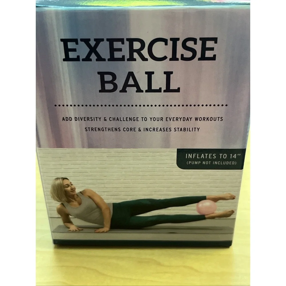 Pink/Blue Best Brands 2 Inflatable Exercise Yoga Fitness Balls Inflates to 14